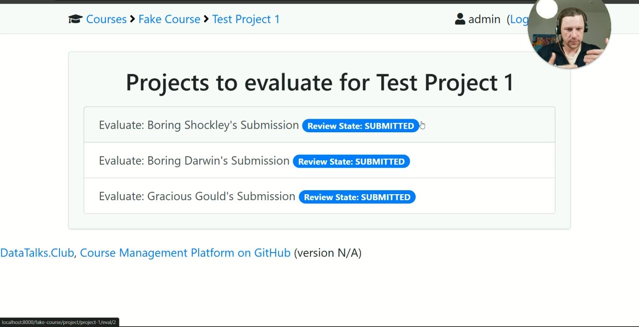 Peer review assignment showing 3 projects to evaluate