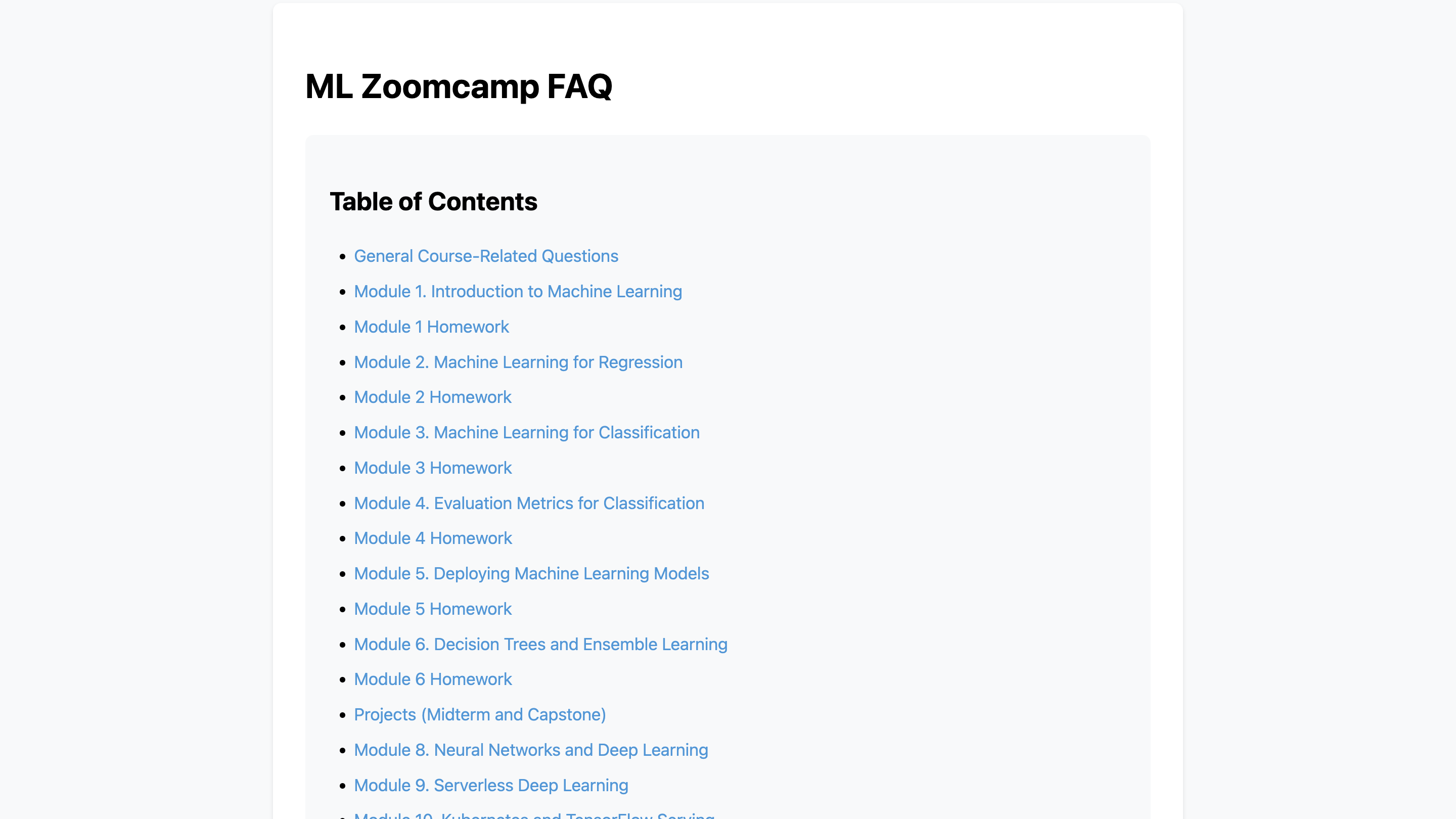 ML Zoomcamp FAQ