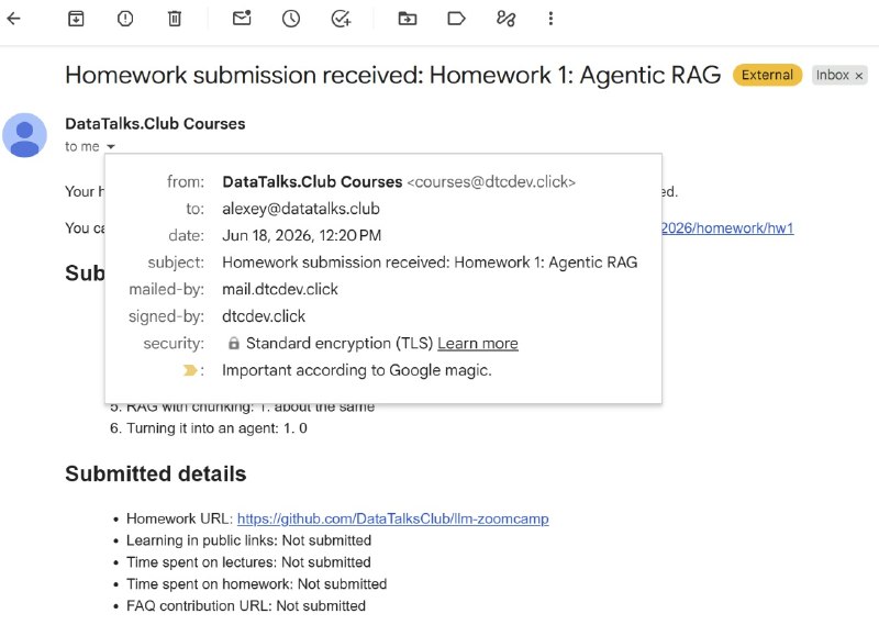 Homework submission confirmation email